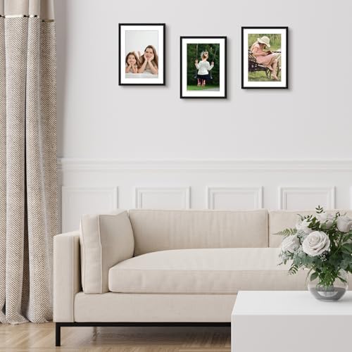 Frametory 2 Pack 6x8 Aluminum Frame with Mat for 5x7 Photo, Black