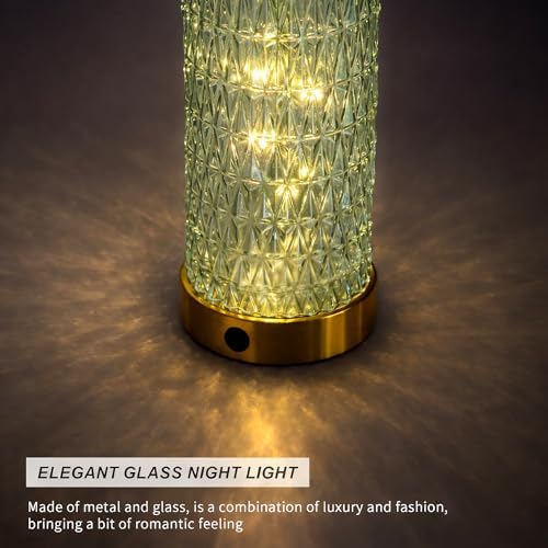 Oneach 27.75" Modern Table Lamps Set of 2, Green Bedside Lamp with Glass Nightlight, USB A+C, Unique Desk Lamps for Living Room, Bedroom, Nightstand, End Table (2 Bulbs Included)