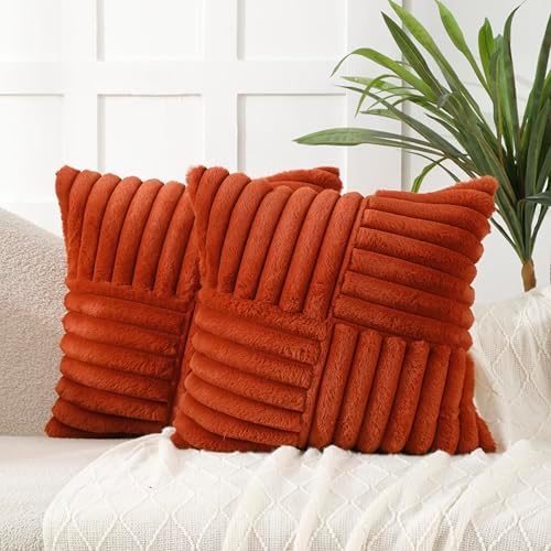 All Smiles Burnt Orange Terracotta Rust Throw Pillow Covers 26x26 Set of 2