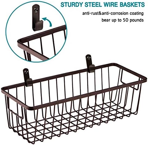 SheeChung Metal Wire Basket with Handle, Wall Hanging Basket, Small 4 Pack