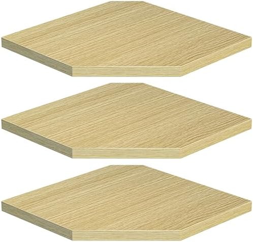 Corner Shelf Wall Mount, Floating Corner Shelves, Set of 3 Corner Wall Shelf Organizer, Rustic Wood Wall Storage Display Shelves for Living Room Bedroom Bathroom Kitchen, Rustic Brown, Oak