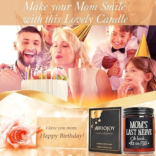 Mom's Last Nerve Candles - Fun Birthday, Valentines Day, Mothers Day Gifts from Daughter, Son - Funny Stress Relief Relaxation Gifts for Women Wife New Mom - Sea Salt Jasmine Soy Spa Candle