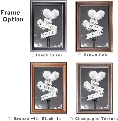 Street Sign Heart and Heart Framed Arts Gift Your Names,the Date and romantic verses or write your own message Gift for Anniversary.With Different Frame Styles Framed Size:21 5/8X15 1/2 inches