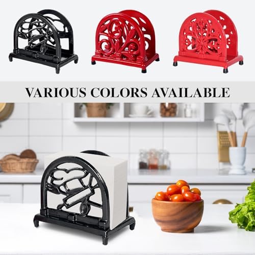 JOGREFUL Cast Iron Napkin Holder, Kitchen Organizer Chef Tool Pattern Black