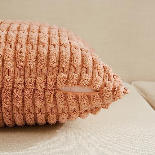 Fancy Homi 4 Packs Decorative Throw Pillow Covers for Living Room Couch Bed, Modern Farmhouse Boho Home Décor Accent Cushion Case, 26" x 26", Peach