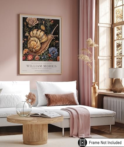 Monem Art William Morris Poster - Snail Print - Flower & Botanical Art - Exhibition & Farmhouse Print - Floral & Aesthetic Art - Living Room or Bedroom Decor - 16x20 UNFRAMED Wall Art