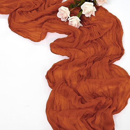 10 Pack Terracotta Table Runner 10Ft Cheesecloth Table Runner Boho Gauze Cheese Cloth Table Runners Romantic Long Sheer Fabric Table Runners for Wedding Party Bridal Shower