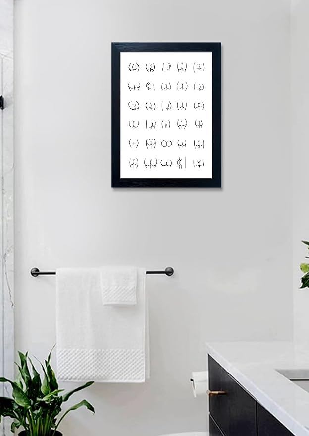 Framed Wall Art for Bathroom Black and Whtie Canvas Print Funny Bath Sign Picture Artwork Bathroom Wall Decor