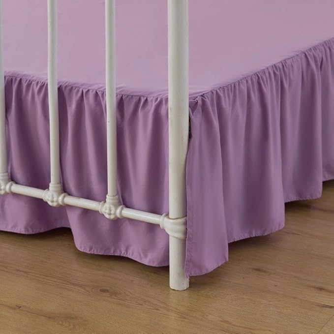 Bed Skirt Full Size Ruffled Bed Skirts with Split Corners | Light Purple 18 Inch Drop Dust Ruffle Bed Skirt with Platform, 18" Full, Light Purple