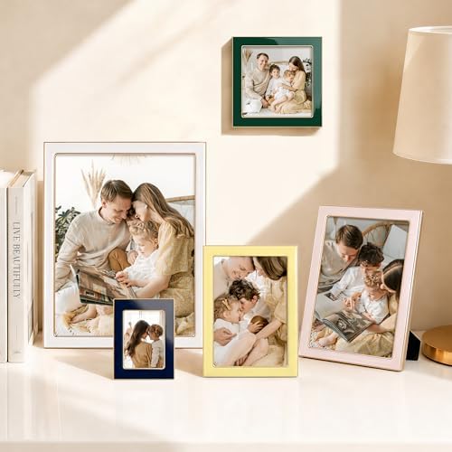 eletecpro 4x4 Enamel Picture Frame with Real Glass Cover, Green, 1-Pack