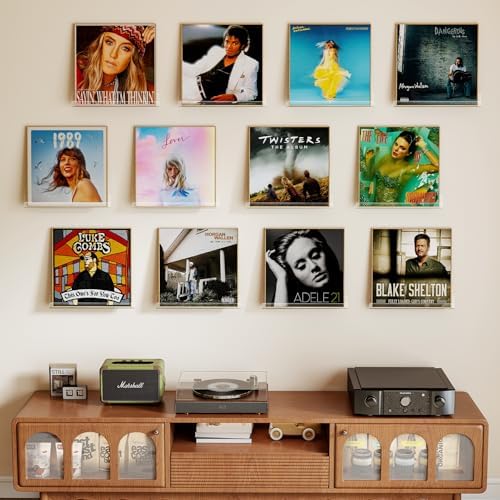 Laurensory Vinyl Record Wall Mount Shelves, 12 inch Vinyl Holder, 12 Pack