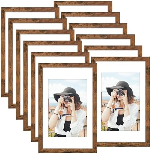 Picrit 11x17 Picture Frame Set of 12, Modern Gallery Wall Frames, Brown