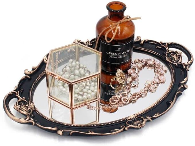 Eaoundm 14.5 x 10 inchs Smallest Vintage Hanging Mirror Brown | Oval Antique Decorative Wall Mirror