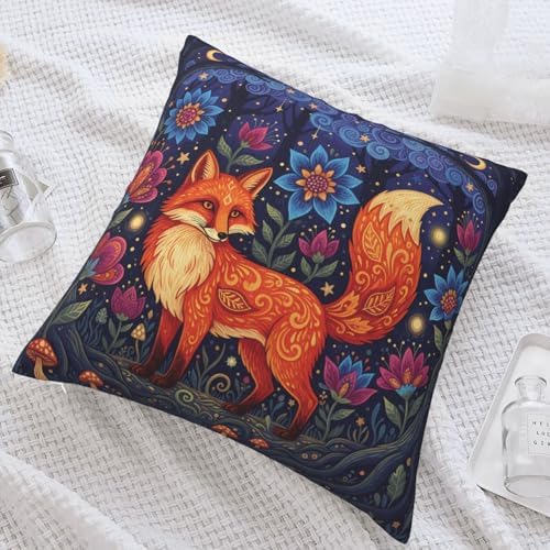 Forest Fox Throw Pillow Cover for Sofa, Bed, and Living Room