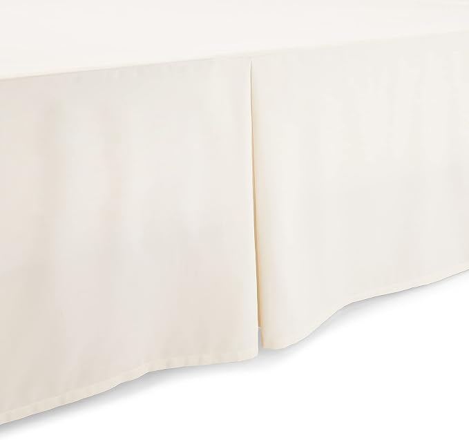 Amazon Basics Lightweight Pleated Soft Machine Washable Bed Skirt, King Size, Off White, 16-Inch Drop
