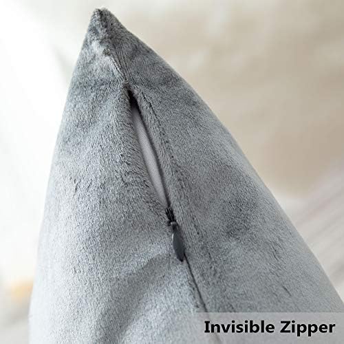 Home Brilliant Velvet Rectangular Throw Pillow Covers, Decorative Pillow Cases for Bed Nursery Sectional Seat, Set of 2, 12x20 inches, 30cm x 50cm, Silver Grey