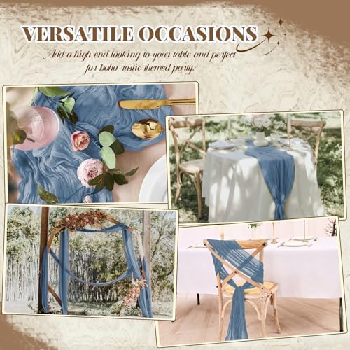 20 Pack Dusty Blue Cheesecloth Table Runner Long,21.5 x 120 Inch