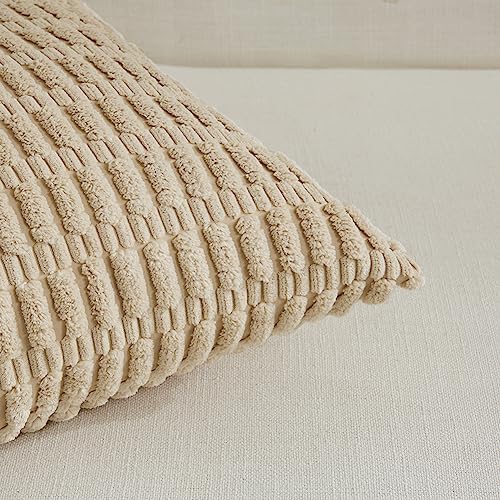 Fancy Homi 4 Packs Decorative Throw Pillow Covers for Living Room Couch Bed, Modern Farmhouse Boho Home Décor Accent Cushion Case, 24" x 14", Tan