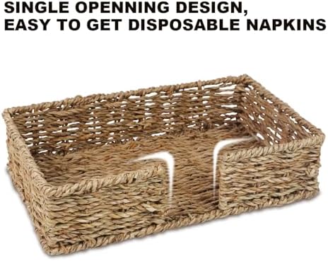Kordory Seagrass Disposable Guest Towel Holder Tray for Bathroom, Farmhouse