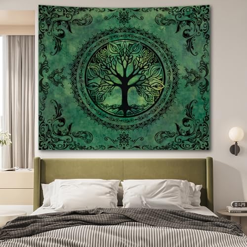 Green Boho Tapestry for Bedroom, Large Hippie Tree of Life Wall Tapestries