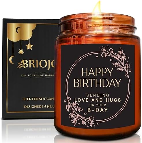Happy Birthday Gifts for Women Men - Sending Love Hugs Relaxing Birthday Candle for Mom Sister Girlfriend Bestie Daughter Aunt - Best Gift for Her - Cashmere Vanilla Scented Soy Jar Candle