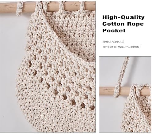 AARAINBOW Wall Cotton Hanging Baskets, Large 3 Tier Decorative Wall Basket, for Nursery, Boho Kitchen Decor - Cotton Rope Fruit basket (White)