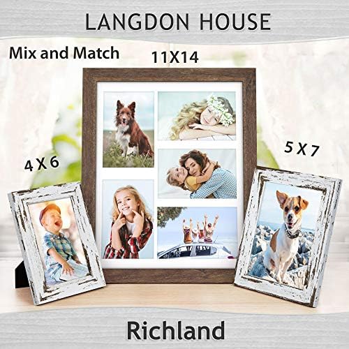 Langdon House 11x14 Collage Picture Frames w/Mat for 5-4x6 Photos (Rustic Brown, 6 Pack) Traditional Wood-Like Photo Frames for any Décor Style, Richland Collection