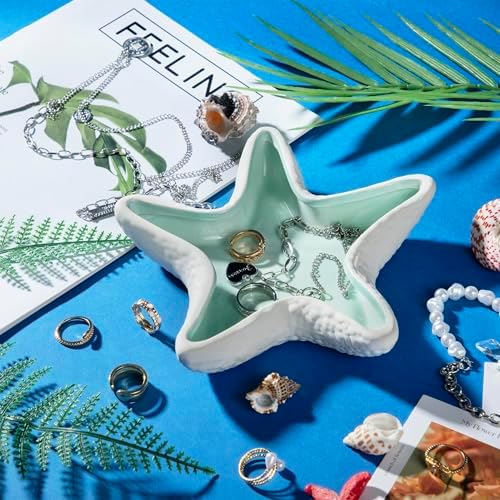 OSOPOLA Ceramic Starfish Jewelry Tray Ocean Ring Holder Dish Key Tray