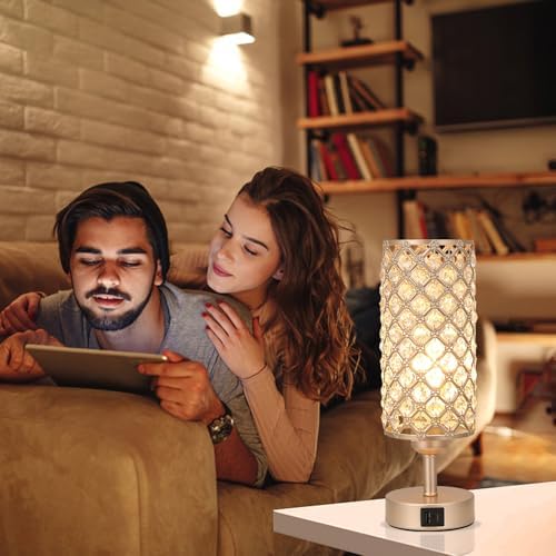 Champagne Gold Bedside Lamp, Nightstand Lamp for Bedroom (Bulb included)