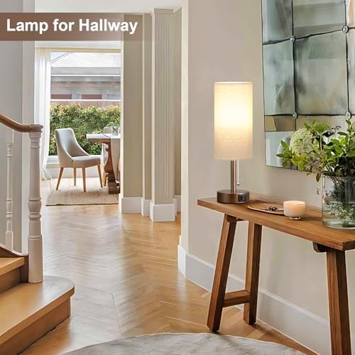 Brown Bedside Lamp for Bedroom Nightstand - Small Table Lamp with USB Ports