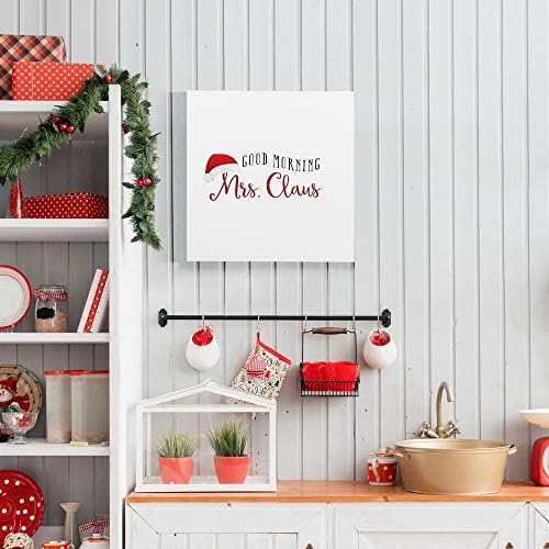 Renditions Gallery Canvas Wall Art for Christmas Decorations Good Morning Mrs. Santa Claus Hat Abstract Artwork for Living Room Home Kitchen Wall Decor - 24"X24" LT05
