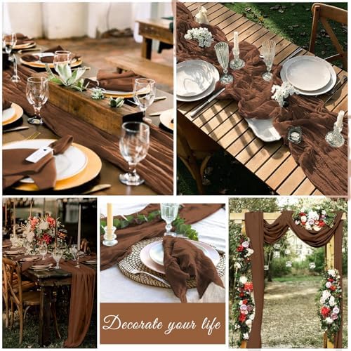 20 Pack Cheesecloth Table Runner 17 x 108 Inch, Brown
