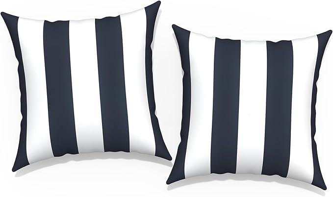 Outdoor Throw Pillow Covers 16x16 Inch, Square Patio Pillow Cases Pack of 2, Modern Decorative Back Cushion Covers for Patio Furniture Garden Couch Farmhouse, Cabana Navy