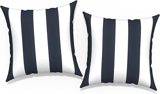 Outdoor Throw Pillow Covers 16x16 Inch, Square Patio Pillow Cases Pack of 2, Modern Decorative Back Cushion Covers for Patio Furniture Garden Couch Farmhouse, Cabana Navy
