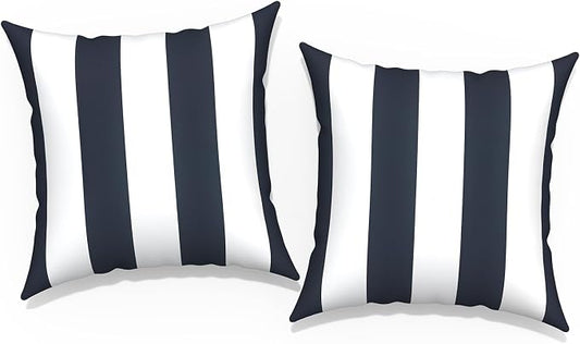 Navy Outdoor Throw Pillow Covers 20x20 Inch Set of 2 for Patio