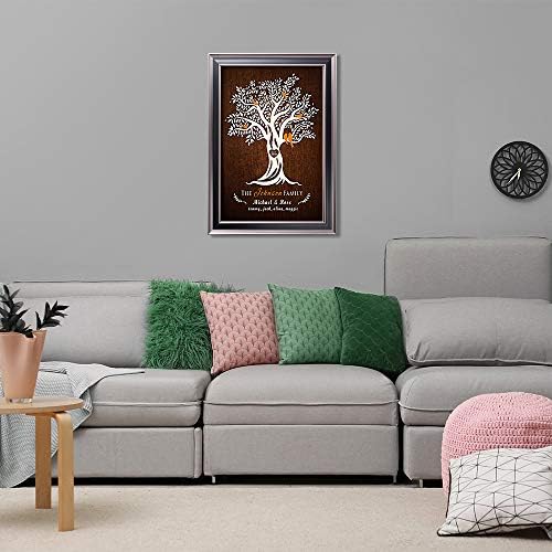 Family Tree Framed Arts Gift Family Members Names Gift for Anniversary,Valentine's day,Wedding.With Different Frame Styles Framed Size:27 5/8 x 19 5/8 inches