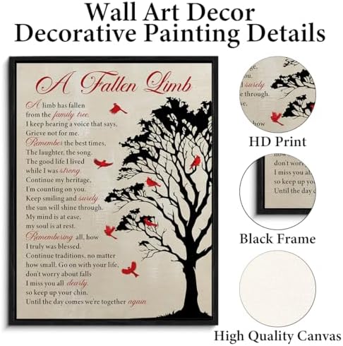 Framed Wall Art a Fallen Limb Memorial Poster Print Wall Decor | Sympathy Bereavement Gifts for Loss of Loved One Painting for Home Bedroom Decoration 11.5x15 Inches