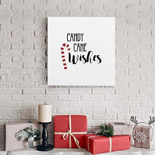 Renditions Gallery Canvas Christmas Wall Art Red White Xmas Candy Cane Wishes Abstract Hanging Artwork for Bedroom Office Home Kitchen Decorations - 24"X24" LT05
