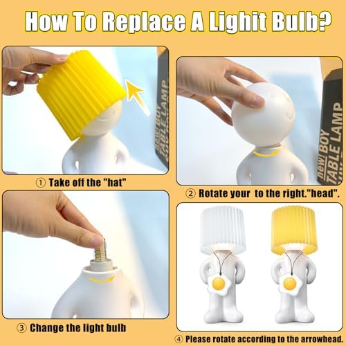 Dad Gifts Shy Man Lamp-Creative Gag Funny Night Light LED Plug-in Table Lamp,Day Birthday White Elephant Novelty Gifts for Men Women Christmas Valentines Day Him Her(Yellow)
