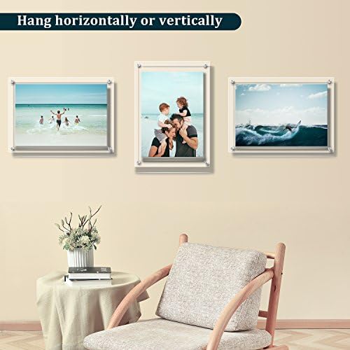 AMEITECH Acrylic Floating Picture Frame, 11x14 Double Panel Clear Wall Mount Document Certificate Frames (Inner Max Size is 9 x12.5 inch)