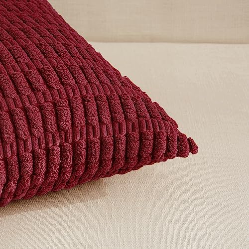Fancy Homi 4 Packs Decorative Throw Pillow Covers for Living Room Couch Bed, Modern Farmhouse Boho Home Décor Accent Cushion Case, 20" x 12", Burgundy