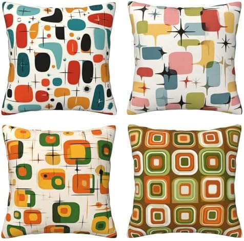 Midcentury Modern Throw Pillow Covers Set of 4 Decorative Soft Double Sided Print Pillow Case Farmhouse Home Decor for Living Room Sofa Couch 18x18