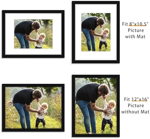 Picrit 12x16 Picture Frame Set of 12, Modern Gallery Wall Frames, Black