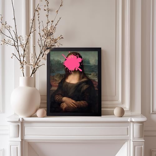 Poster Master Mona Lisa Print - Baroque Painting Poster - Altered & Pop Art - Housewarming Gift for Men & Women - Great Decor for Office, Living Room or Bedroom - 8x10 Black Framed