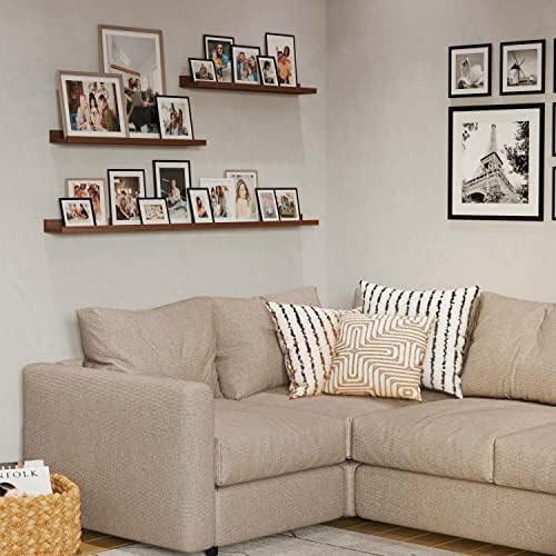 Wallniture Denver Multi Size Floating Shelves, Picture Ledge Living Room Decor, Book Display Shelf, Office Bedroom Wall Decor Set of 3 Walnut Color