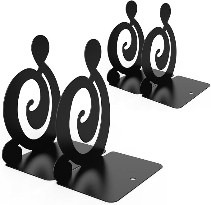 Book Ends, Black 2 Pair Metal BookEnds Heavy Duty bookend (Black 2 Pair)
