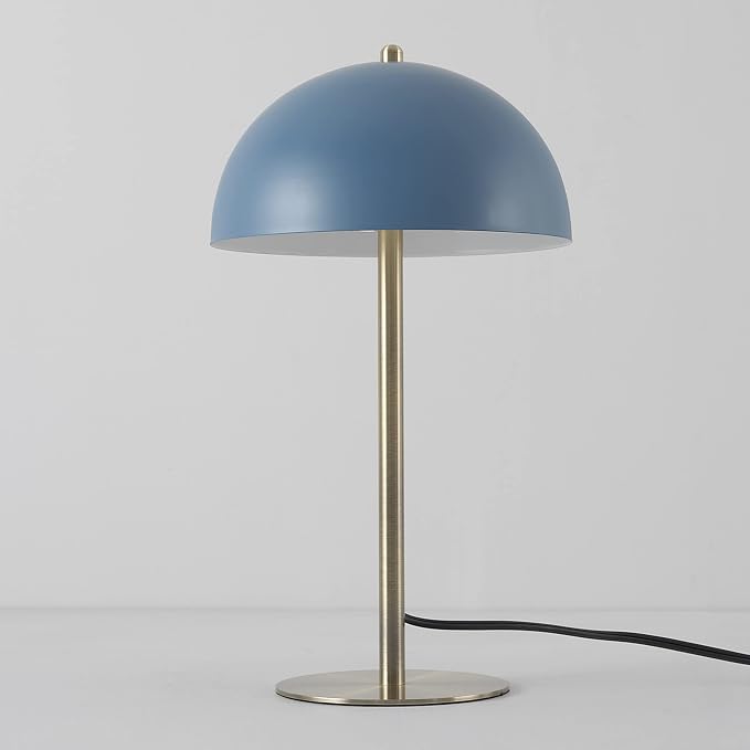 Globe Electric 15" Matte Blue Desk Lamp with Matte Brass Accents