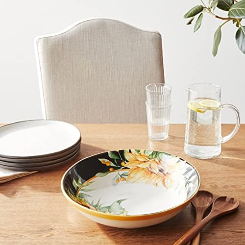 Sunflower Fields 144 oz. Serving/Pasta Bowl – Great for Entertaining Large Gatherings, Mixing Salads, Serving Pasta, Fruit, Chips and More – Elegant Floral Ceramic Dishware
