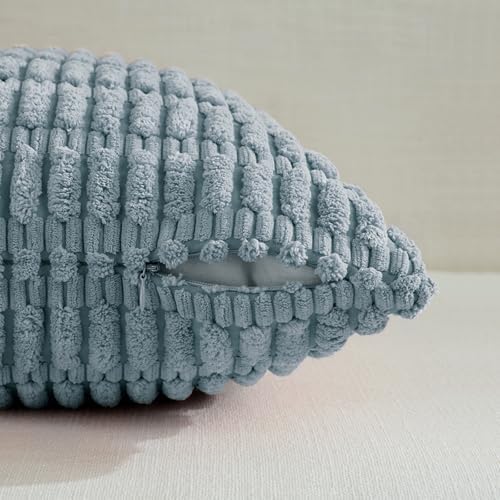 Fancy Homi 4 Packs Decorative Throw Pillow Covers for Living Room Couch Bed, Modern Farmhouse Boho Home Décor Accent Cushion Case, 22" x 22", Light Blue