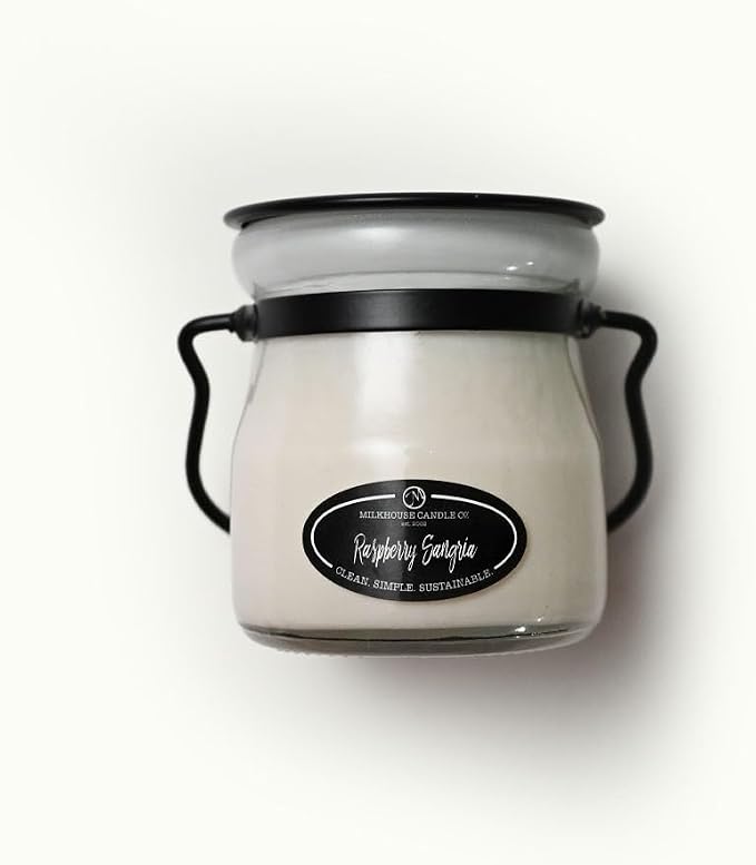 Milkhouse Raspberry Sangria Soy Candle, 5 oz Cream Jar, 35+ Hr Burn